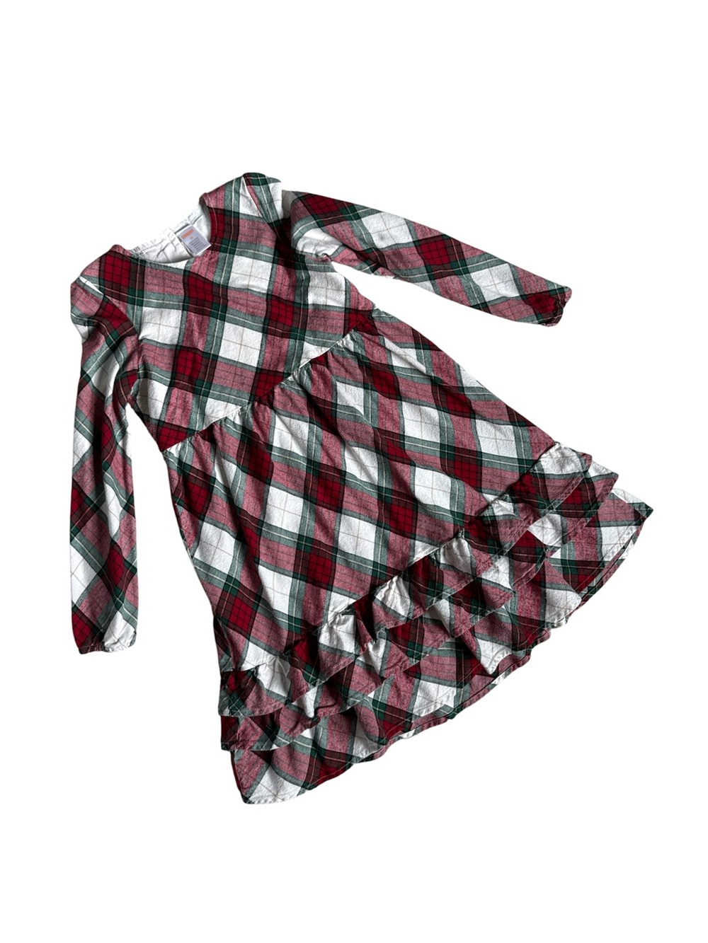 Gymboree Girls Plaid Ruffle Holiday Dress in Red, Green, and White Size 10